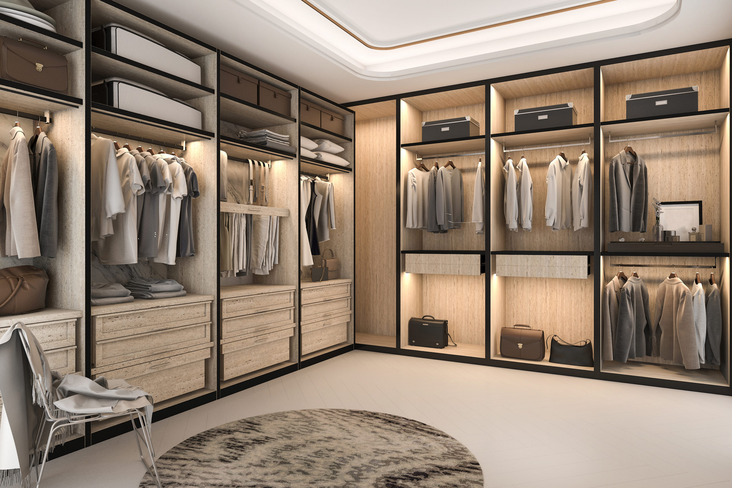 minimal-loft-luxury-wood-walk-in-closet-with-wardrobe