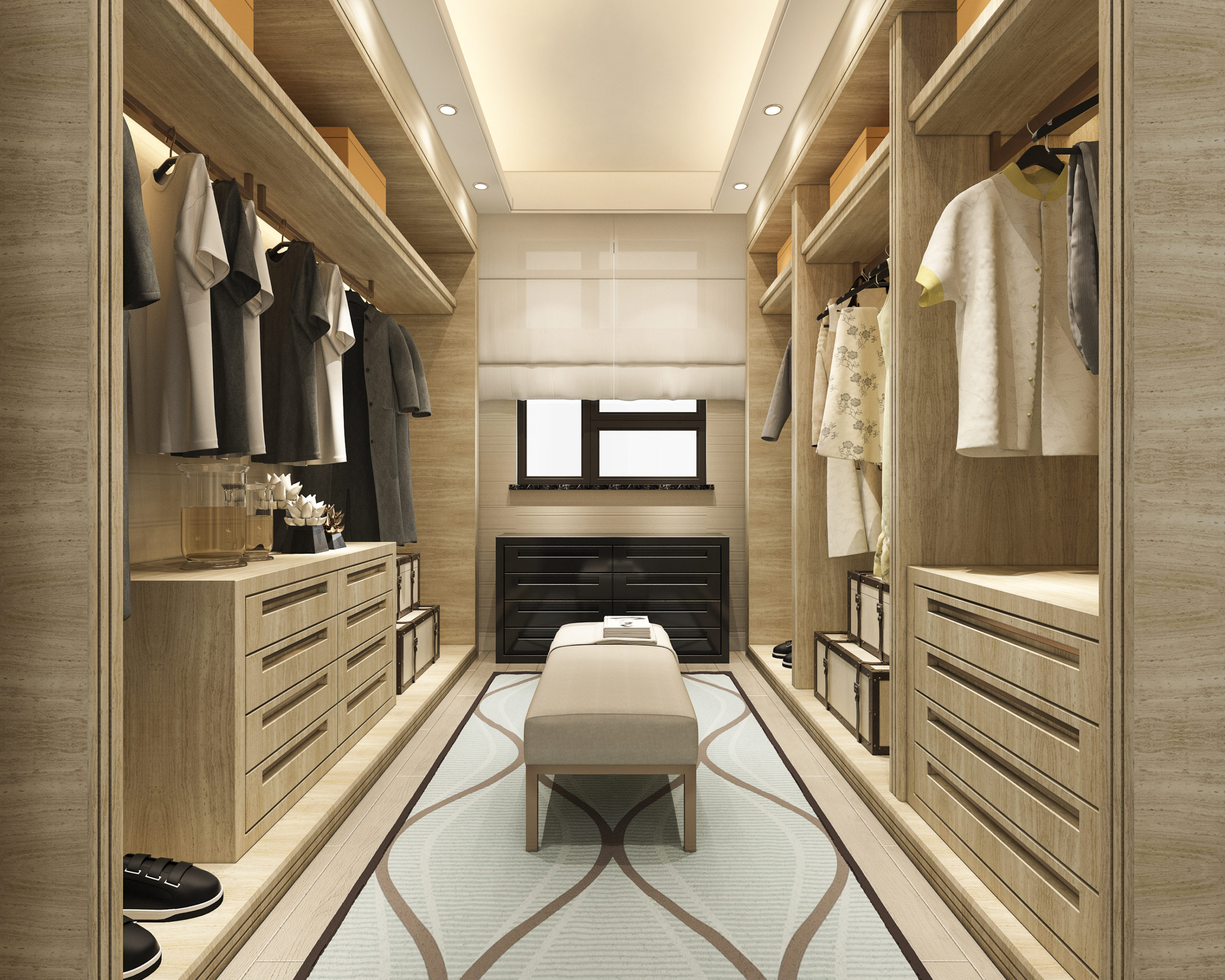 minimal-scandinavian-wood-walk-in-closet-with-wardrobe